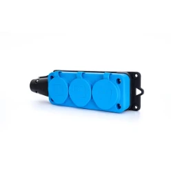 Power Solid contactdoos 3-voudig TPE RA IP44 blauw/zwart