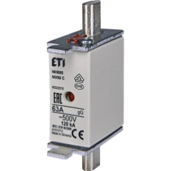 Smeltpatroon (mes) Zekering NV00C ETI Zekering 500V~ 63A NH00 1B655 416800012