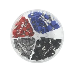 Assortimentdoos verbindingsmaterialen Assortimentskist adereindhulzen KLEMKO HANDIG ROND ASSORTIMENT MET GEISOLEERDE TWINADEREINDHULZEN 0 910030