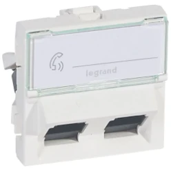 Datacom contactdoos (twisted pair) Schakelmateriaal LEGRAND MOSAIC 2XRJ45 UTP LCS6 2 MODULES SCHUIN 076504