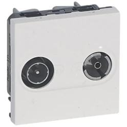 Wandcontactdoos TV-Radio Mosaic STER-aansl. 2mod.wit