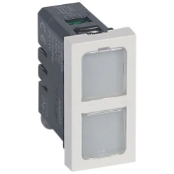 Schakelaar signaallamp met LED Mosaic 2-voudig 10A 230V 1module wit