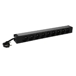 PDU 19"" met 3mtr snoer RA/PA stekker, 9x PA-type E output