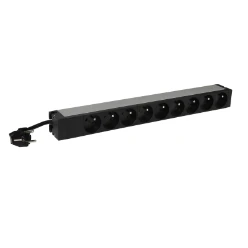 PDU 19"" met 3mtr snoer RA/PA,9x PA-output,stroomindicatie lampje