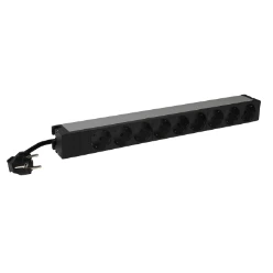 PDU 19"" met 3mtr snoer RA/PA,9x RA-output,stroomindicatie lampje