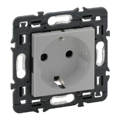 Valena Next wandcontactdoos randaarde 16A - Aluminium
