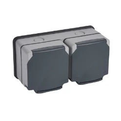 Wandcontactdoos Schakelmateriaal LEGRAND PLEXO 66 DUBBELE WANDCONTACTDOOS 2 X 13A 250V GRIJZE AFWERKING 684629