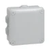 Doos voor montage op de wand/plafond Kabeldoos Legrand Plexo lasdoos binnenmaat 105x105x55mm met 7 sneltules voor kabel of buis 4-25mm, grijs RAL7035, Klasse II, IP55, IK07, halogeenvrij, zelfdovend tot 650º Celsius, onverliesbare klikdeksel verbonden met