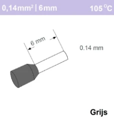 Adereindhuls 0,14mm2 GRIJS (500 stk)