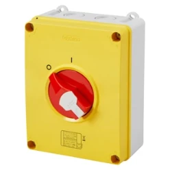 Lastschakelaar 70 RT HP GEWISS OPB WERKSCHAKELAAR 63A 3P GEEL/ROOD GW70437P