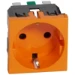 Wandcontactdoos Schakelmateriaal Legrand Wandcontactdoos Mosaic 1-voudig 90º 2P met kinderbeveiliging en steekklemmen 2modules oranje. Geschikt voor 10/16A 250V. Voor montage direct in de muur. (CT à 120 C62) 077217