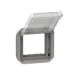 Overgangsafdekplaat schakelmateriaal Schakelmateriaal Legrand Plexo adapter voor Mosaic 2 modules - met gefumeerd klapdeksel vergrendelbaar - geleverd zonder opbouwdoos of inbouwkader IP55 IK08 - grijs 069579L