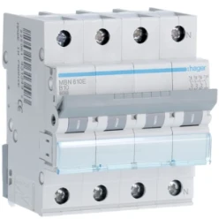 Installatieautomaat Installatieautomaten 6 kA HAGER INSTALLATIEAUTOMAAT 3P+N 10 A B 6 KA MBN610E