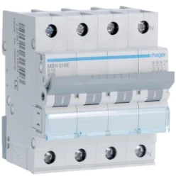 Installatieautomaat Installatieautomaten 6 kA HAGER INSTALLATIEAUTOMAAT 3P+N 16 A B 6 KA MBN616E