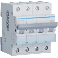 Installatieautomaat Installatieautomaten 6 kA HAGER INSTALLATIEAUTOMAAT 3P+N 20 A B 6 KA MBN620E
