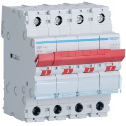 Modulaire lastscheider 4-polig 40 A, rode tuimel