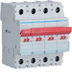 Modulaire lastscheider 4-polig 125 A, rode tuimel