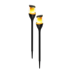 Solar  tuinfakkel met vlam Ø75mm max. 65cm hoog 2 stuks incl. batterij