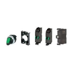 Signaalkeuzeschakelaar, 3 standen, groen, vast, LED, groen, frontbeves