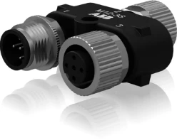 M12 Y-connector voor het aansluiten voor 2 dynamische sensoren met apa