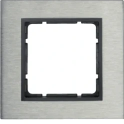 Afdekraam schakelmateriaal berker HAGER AFDEKRAAM 1V, B.7 EDELSTAAL/ANTRACIET 10113606