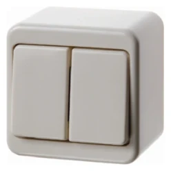 Dubbele wisselschak. 10 AX met invoerstuk, opbouwserie, wit