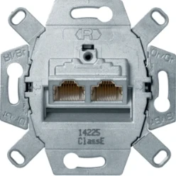 Datacom contactdoos (twisted pair) berker Hager RJ-datacontactdoos 2-voudig, cat.6 class E, 45Agr.-uitgang 455501