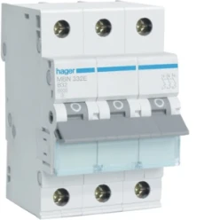 Installatieautomaat Installatieautomaten 6 kA HAGER INSTALLATIEAUTOMAAT 3-POLIG 32 A B 6 KA MBN332E