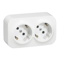 Forix stopcontact 2x2P+A -16A 250V-schuko - wit - zonder KV