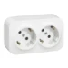 Wandcontactdoos Schakelmateriaal Legrand Forix stopcontact 2x2P+A -16A 250V-schuko - wit - zonder KV (PF à 500 C62) 782413