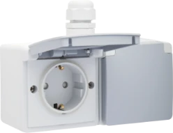 Wandcontactdoos Switches & Sockets NIKO HYDRO WCD DUBBEL RAND HOR GRIJS SCHROEF 700-37848