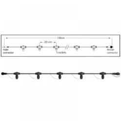 PS230 | hoofdkabel 100cm | 5 fitting | zwart