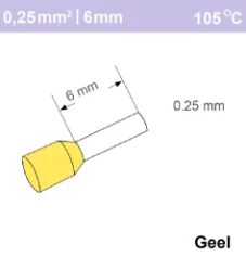 Adereindhuls 0,25mm2 GEEL (500 stk)