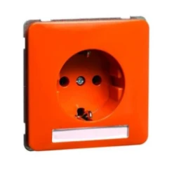 Standard SCHUKO contactdoos met insteekklemmen en oranje sokkel zonder