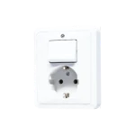 Schakelaar/wandcontactdoos combinatie Jung 5576 EU WW