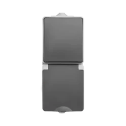 Opbouw Combinatie Wandcontactdoos en Wisselschakelaar IP55 Grijs