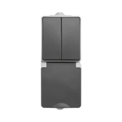 Opbouw Combinatie Horizontaal Wandcontactdoos en Serieschakelaar IP55