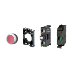 Drukknop verlicht, vlak, veerretour, 1 no, rood, blisterverpakking