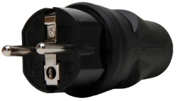 Stekker RA, rubber, CEE 7/VII IP20 16A zwart