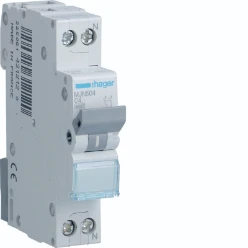 Installatieautomaat Installatieautomaten 4,5 kA HAGER INSTALLATIEAUTOMAAT 1P+N 4 A C 4,5KA MJN504