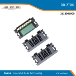 SEP DB (6) inzetstuk buis 2x2-voudig 16/19mm (aardrail, lasklemhouder)