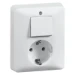 Schakelaar/wandcontactdoos combinatie STANDARD Peha Combinatie wcd met ra wisselschak. half opb levend wit 00239721