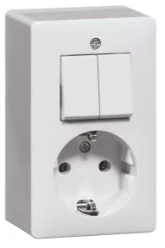 Schakelaar/wandcontactdoos combinatie Opbouw Peha Combinatie wcd met ra serieschakelaar opb wit 00275521
