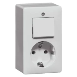 Schakelaar/wandcontactdoos combinatie Opbouw Peha Combinatie wcd met ra schakelaar opb wissel wit 00275621