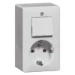 Schakelaar/wandcontactdoos combinatie Opbouw Peha Combinatie wcd met ra schakelaar opb wissel wit 00275621