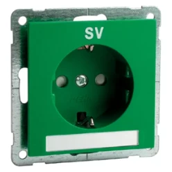 Nova wandcontactdoos met randaarde, schroefcontacten, groen met tekstv
