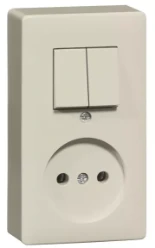 Schakelaar/wandcontactdoos combinatie Opbouw Peha Opbouw combinatie wipschakelaar serie met wcd zonder aarde 2-polig wit 00274521