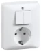 Schakelaar/wandcontactdoos combinatie STANDARD Peha Combinatie wcd met ra serieschakelaar half opb. levend wit 00239421