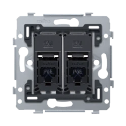 2 RJ45-aansluitingen UTP cat. 6, klaar voor PoE++, vlakke uitvoering,