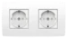 Wandcontactdoos Switches & Sockets Niko Samengesteld tweevoudige voorbedraad tweepolig inbouwstopcontact 16 A~ 250 V (sokkel, centraalplaat en afwerkingsset), met randaarde, beschermingsafsluiters en tweevoudige afdekplaat. De stopcontacten bevatten conta